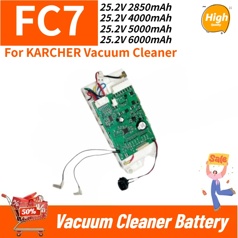 FC7 Battery 25.2V 2850mAh -6000mAh for KARCHER Vacuum Cleaner Long‑lasting Life High Quality Replacement Battery
