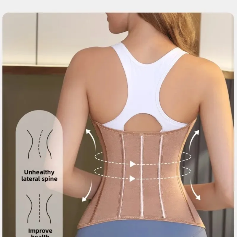 Steel Boned Waist Trainer Corset Women Double Layer Underbust Cincher Breathable Body Shaper Tummy Control Belt Shapewear