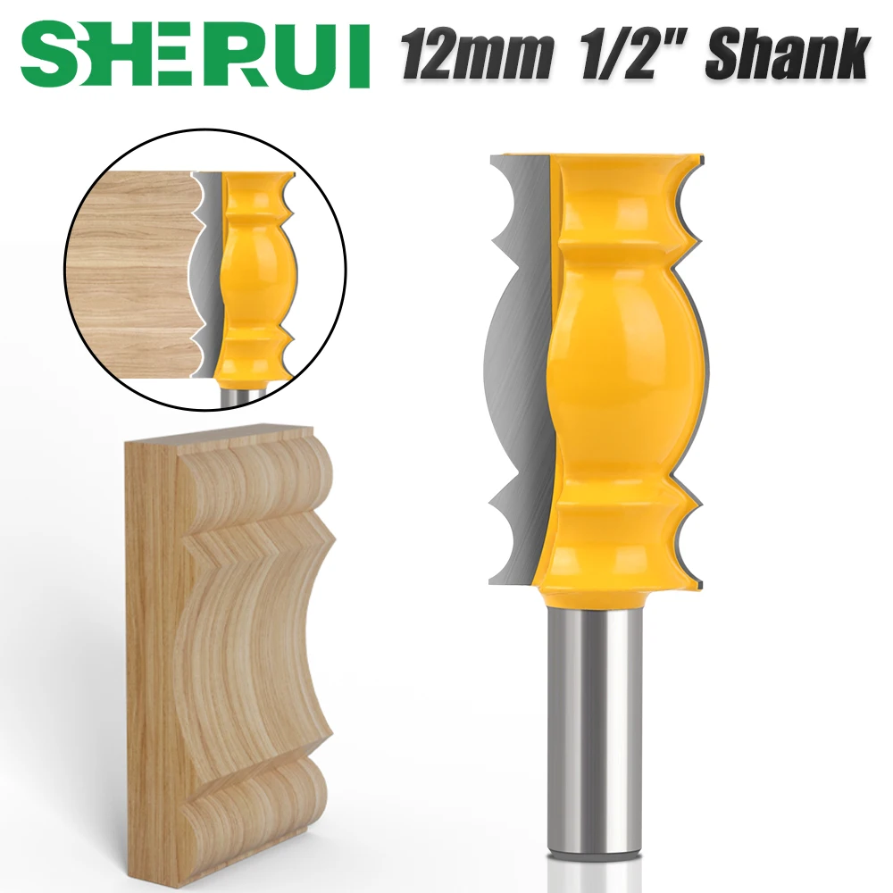 12mm 1/2′′ Shank Architectural Molding Handrail Router Bits Set Casing Base CNC Line Woodworking Cutters Face Mill