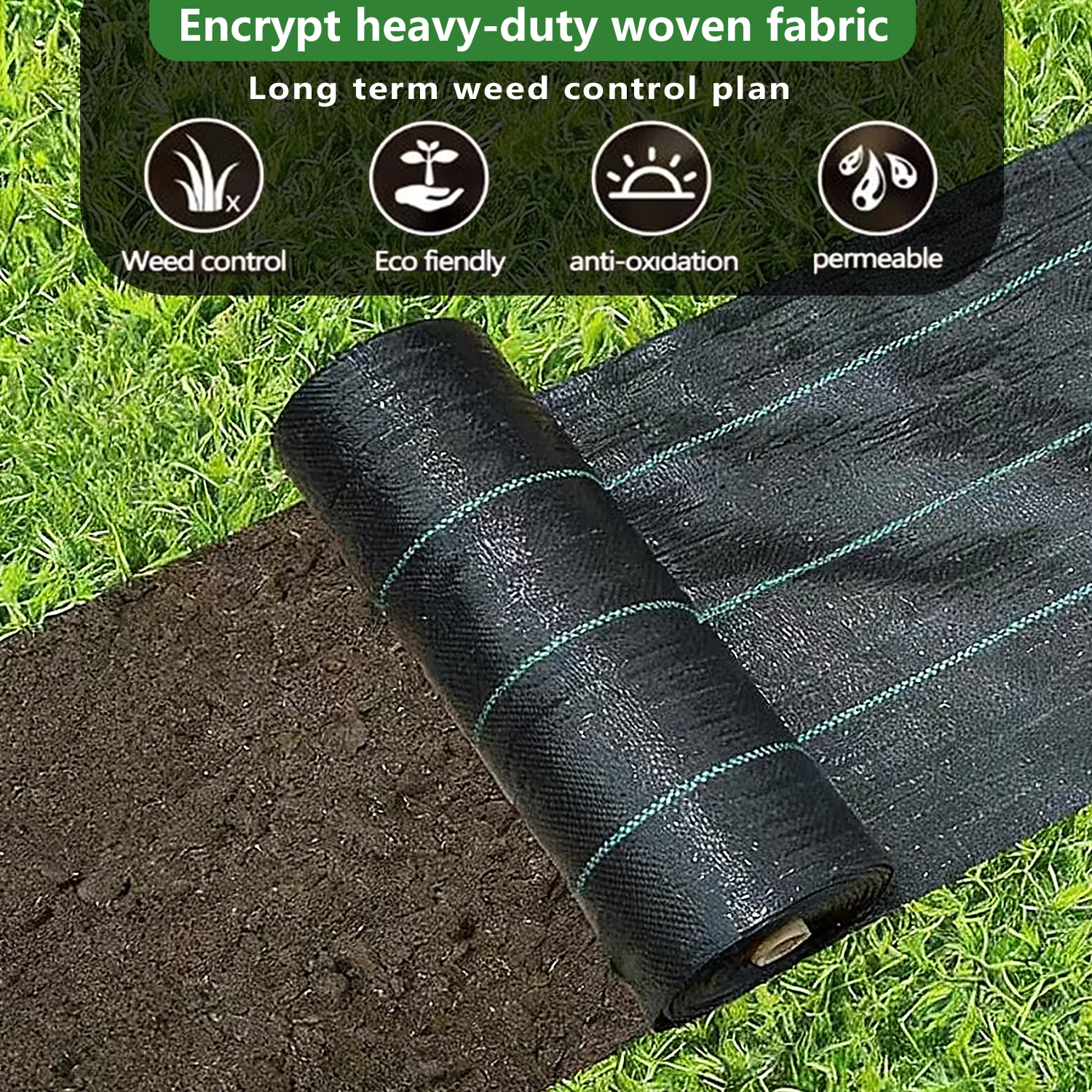 Barrera para Malezas de Jardín - Malla Antimalas Hierbas Resistente y Duradera, Fácil de Instalar, Control Superior de Malezas, Práctica y Conveniente