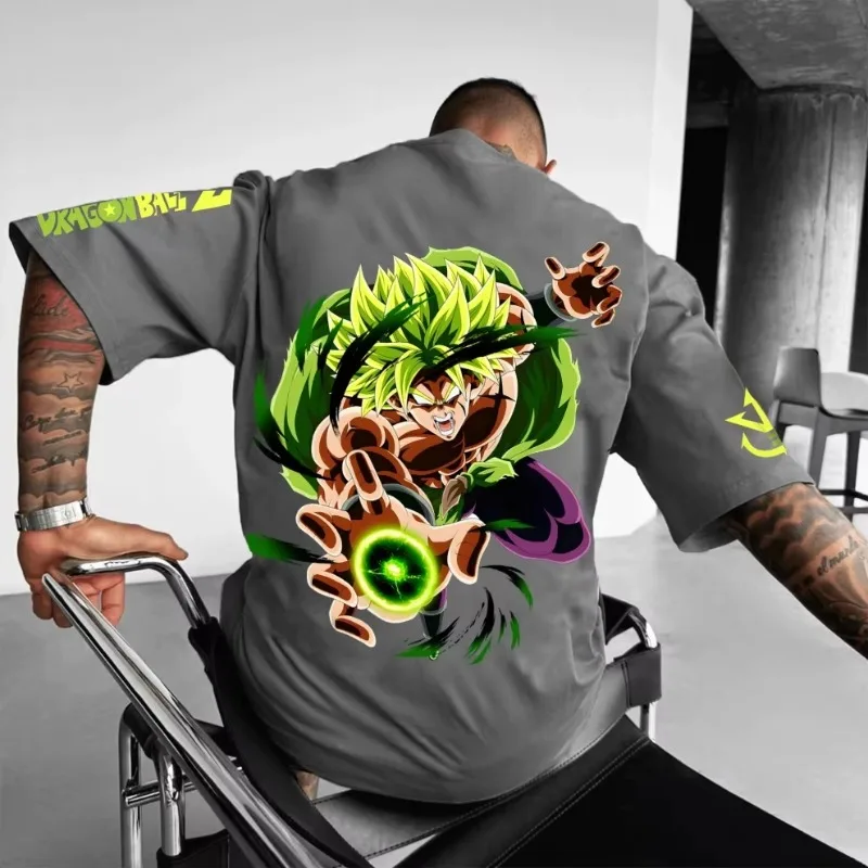 

2026 Summer Gym Men Dragon Ball T-Shirt 100% Cotton Oversized Vintage Streetwear Print Unisex Family Matching