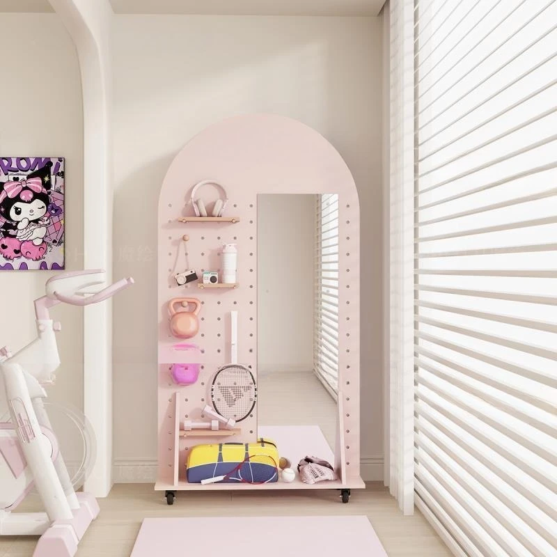 Dopamine fitness mirror display rack, movable hole board sports equipment, storage wall display rack