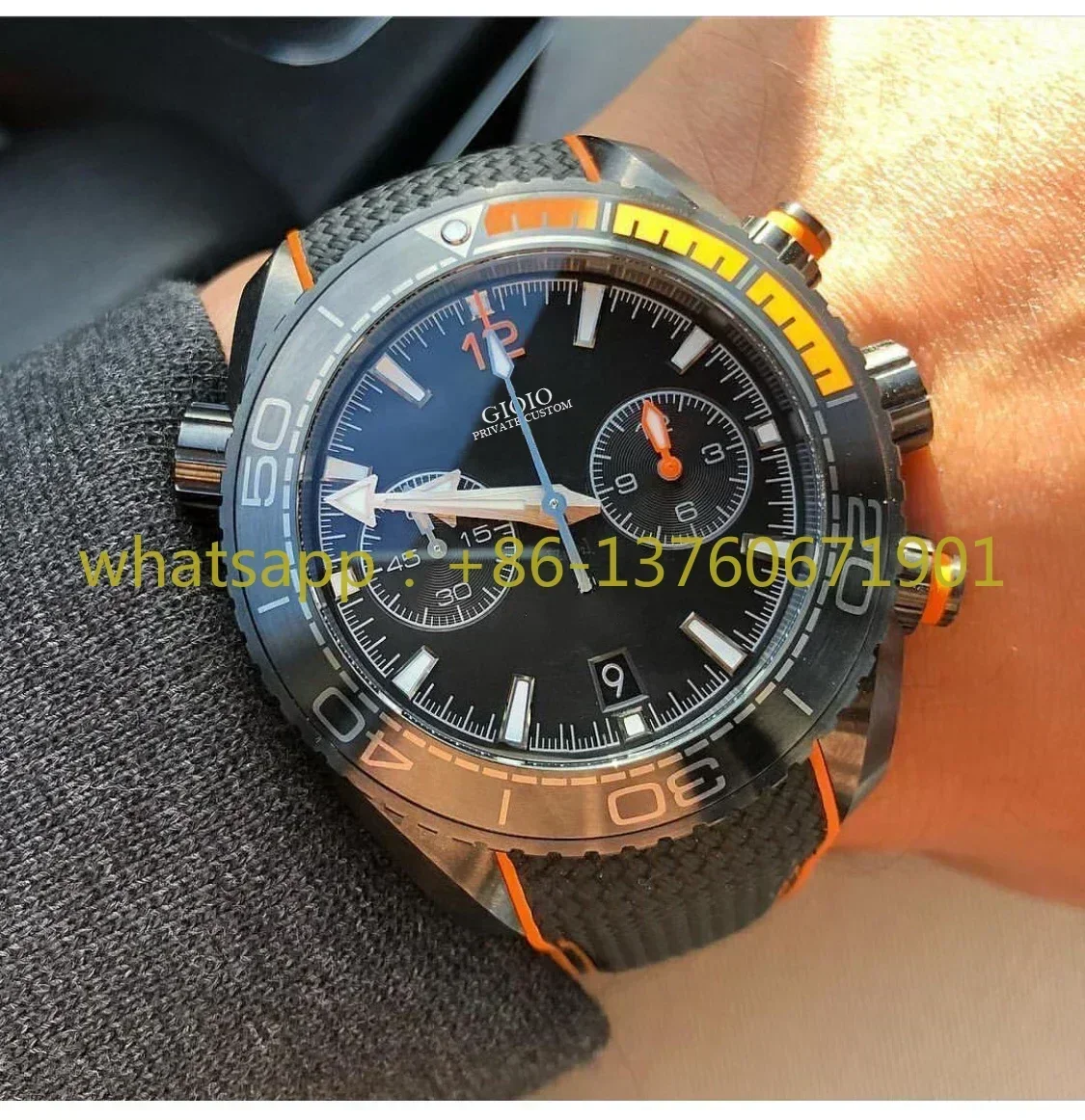 Luxury New Quartz Watch for Men Chronograph Watches Stainless Steel Ceramic Canvas Rubber Black Gray Sapphire Glass