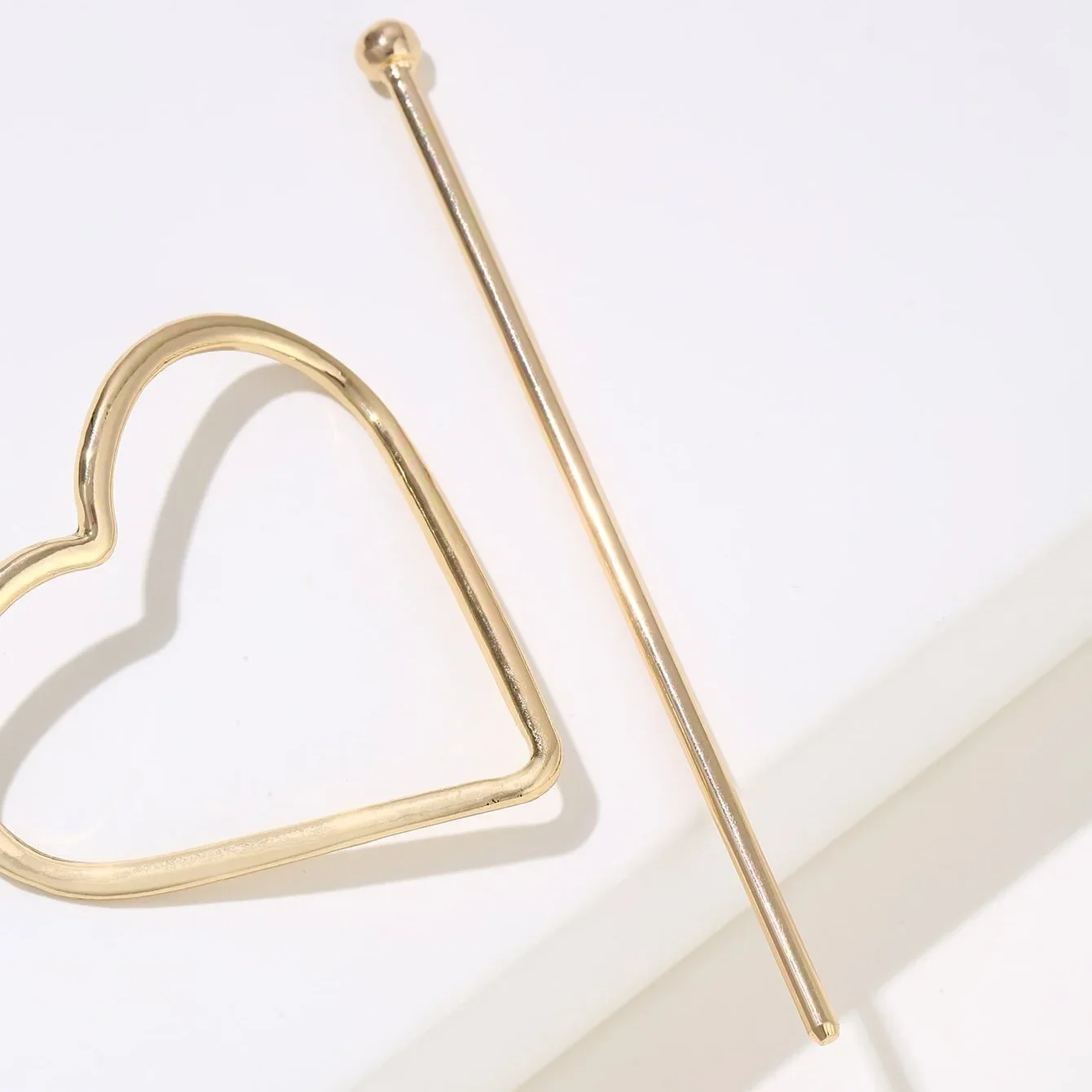 2pcs Korean Version Simple Fashion Style Alloy Heart Shaped Arrow Hairpin Hair Decoration Hairpin Hair Tool