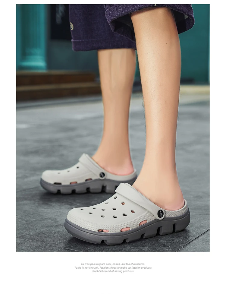 Men EVA Clogs Breathable Hole Sandals Lightweight Non‑Slip Soft Sole Summer Casual Slippers For Outdoor Street Beach Garden Shoe