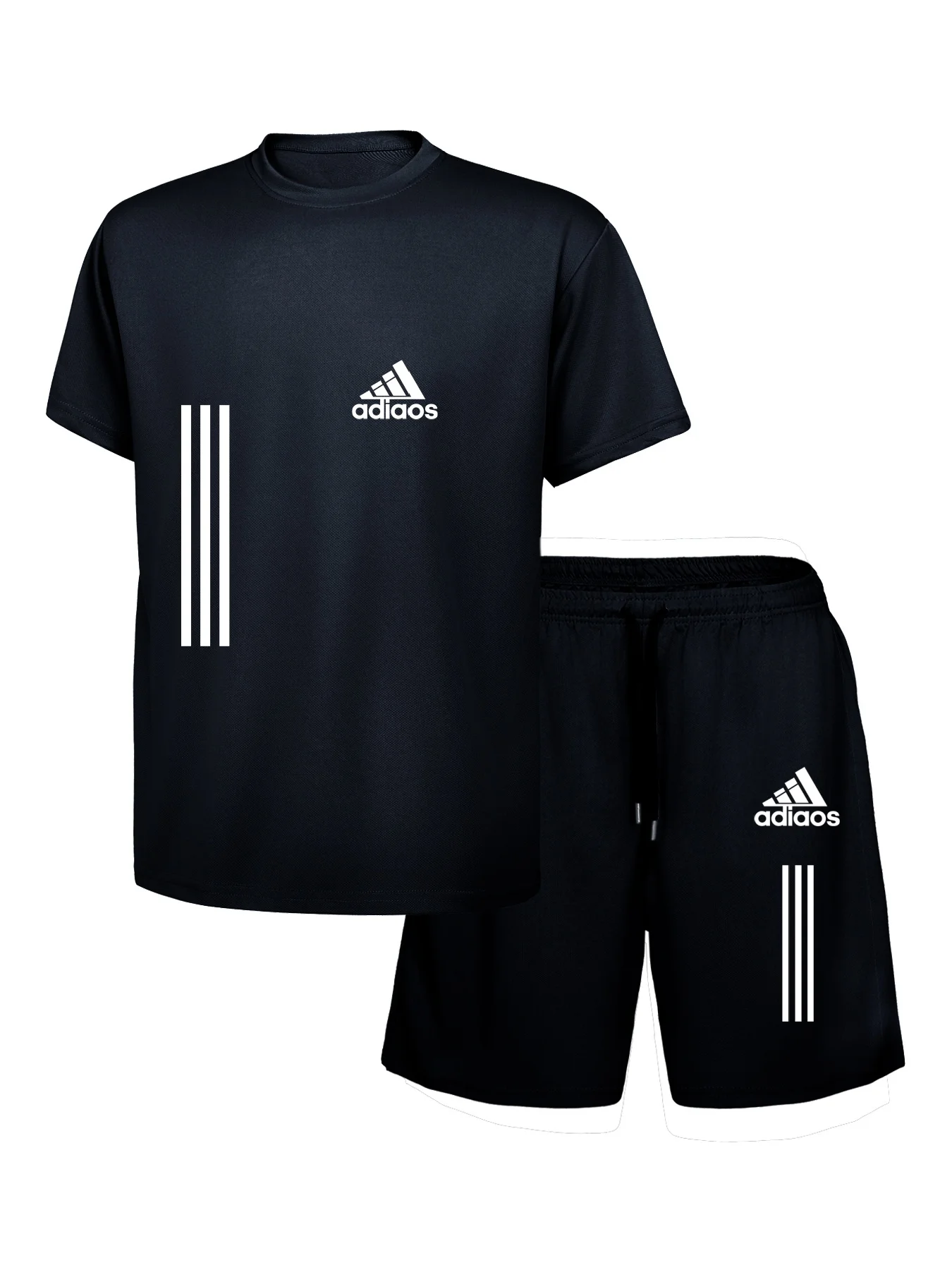 

2025Summer New Printed Men's Two-Piece Set of Fashionable Casual Clothing Short Sleeve T-Shirt and Drawstring Shorts Sports Set