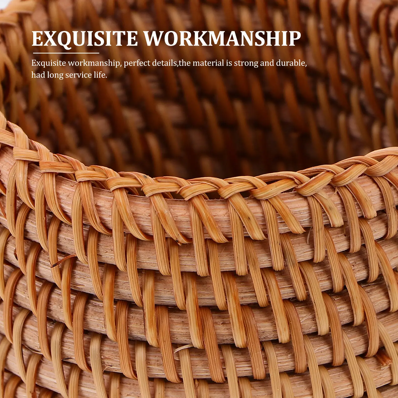 1Pcs Desktop Pen Holder Organizer Wood Woven Sundries Storage Basket Compact Stationery Makeup Home