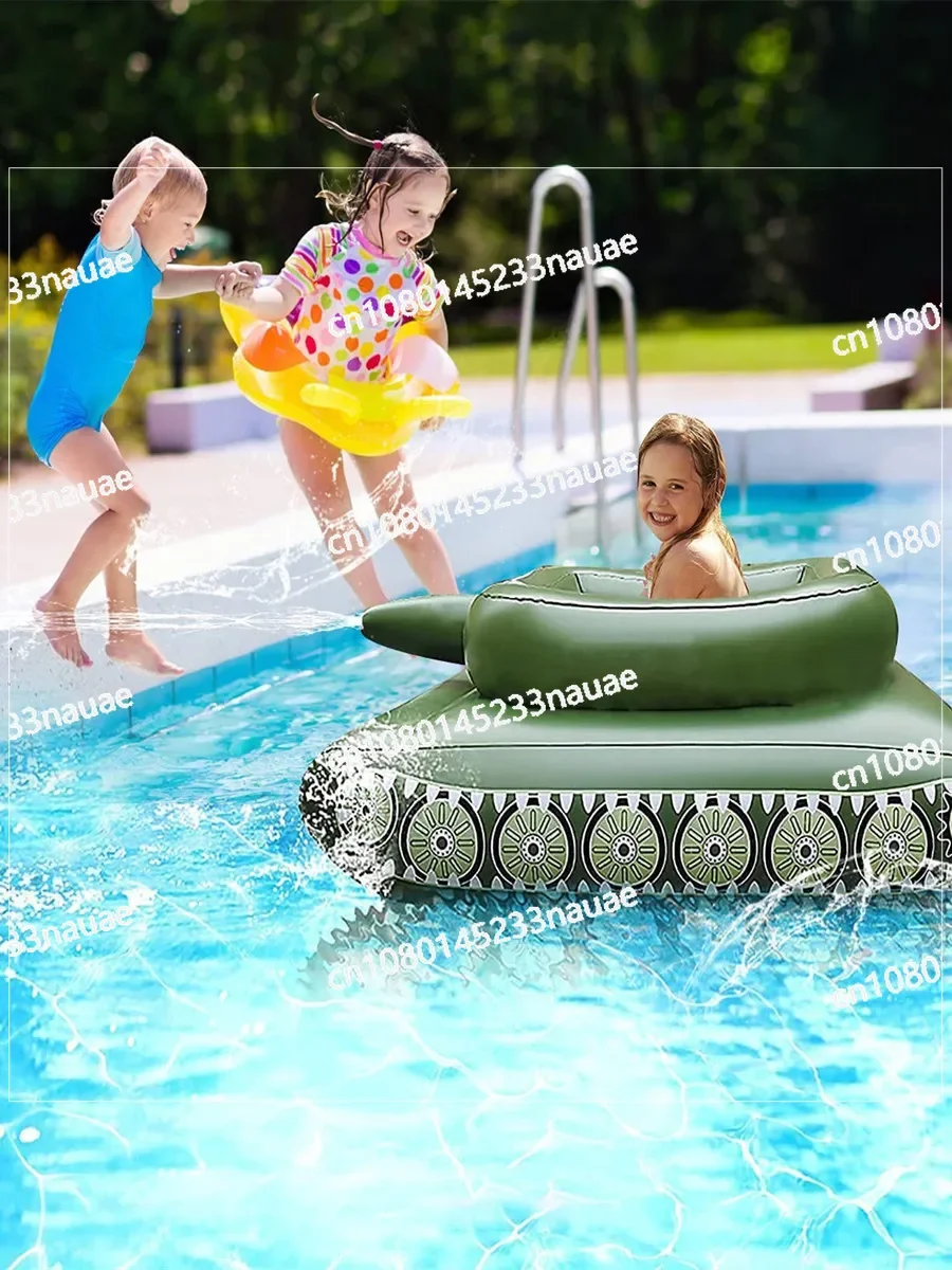 Water Inflatable Tank Water Spray Swimming Ring with Water Gun Children Adult Toys Surf Mounts Adult Floating Row