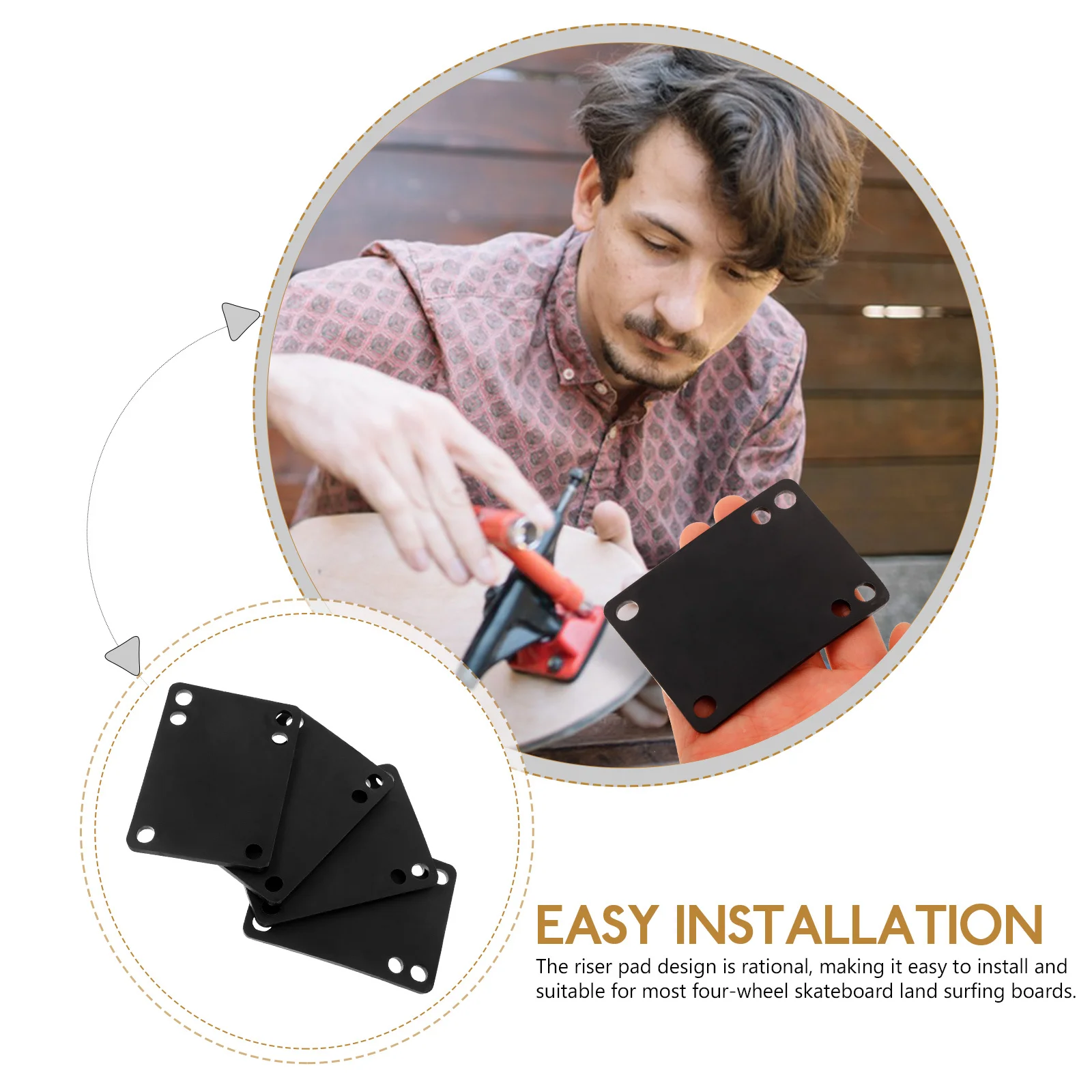 

4Pcs Skateboard Riser Pad Excellent Wear Resistance Prolonged Usage Enhance Comfort Skateboard Risers Shocking Absorber Pad