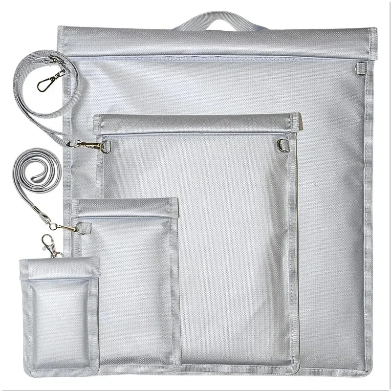 Silver Faraday Bags 4Pcs Waterproof Fireproof RFID Signal Shielding Bag for Laptops Tablets Mobile Phones and Car Keys