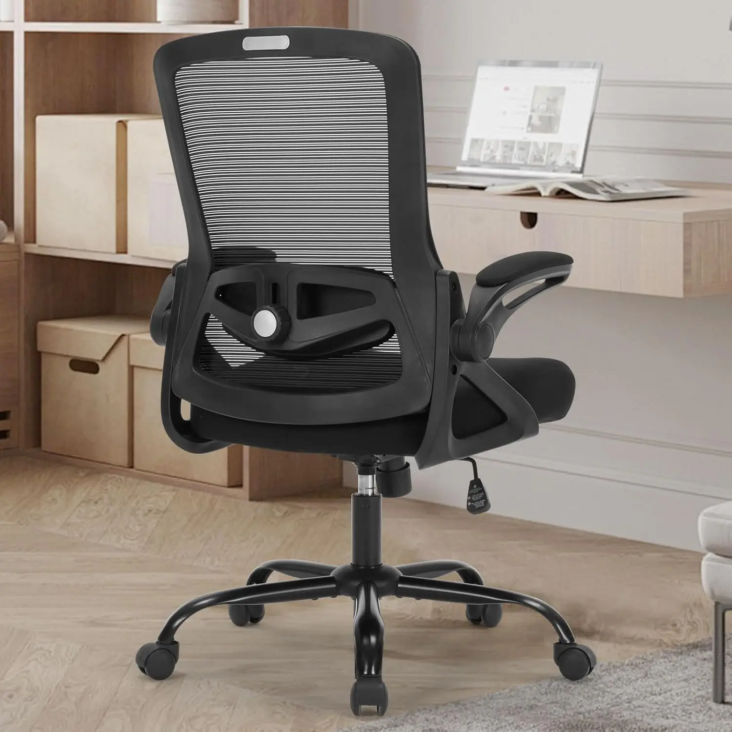 

Home Office Chair, Ergonomic Desk Chair With Adjustable Height, Lumbar Support, High Ba Mesh Computer Chairs With Flip Up