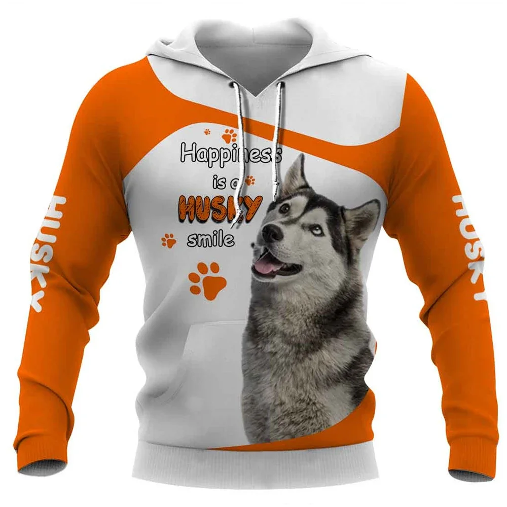 

HX Doberman Smile Hoodies Animals Dog Letter Paw Print Tops Long Sleeve Casual Men Clothing Unisex Streetwear