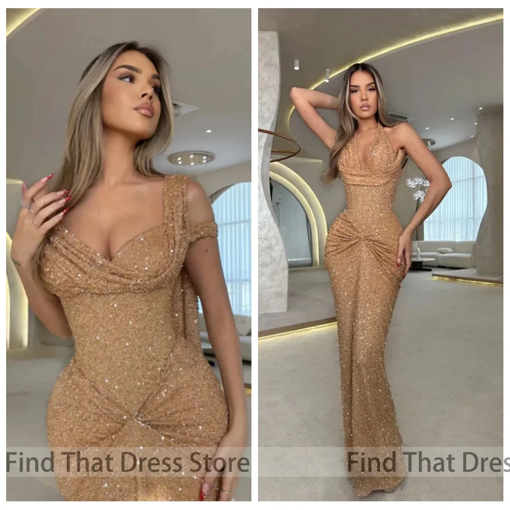 

Custom Made Fantastic Sleeveles Sexy Mermaid Illusion Pleated Evening Gown Beaded Sequins Sparkly Floor Length Prom Dress