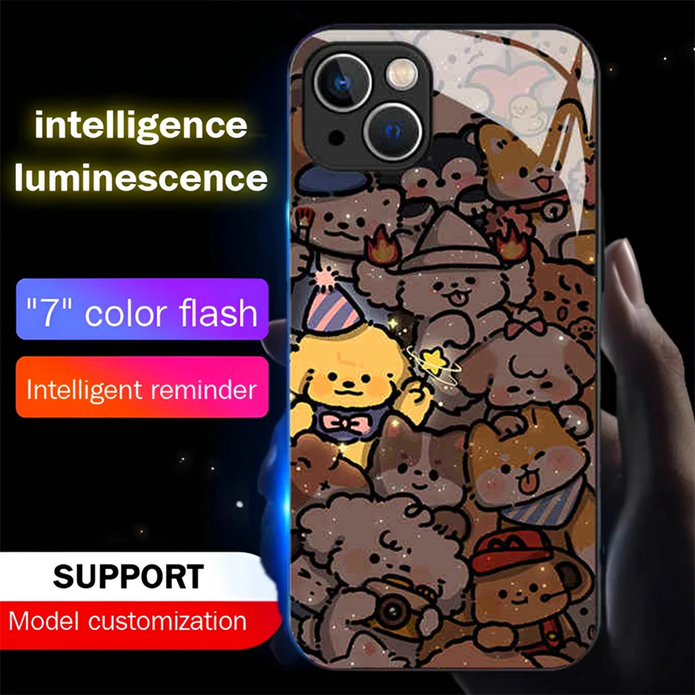 Loyal Golden Retriever LED Calling Light Flash Luminous Phone Case For Samsung S24 S23 S22 S21 S20 FE Note 10 20 Plus Ultra A54