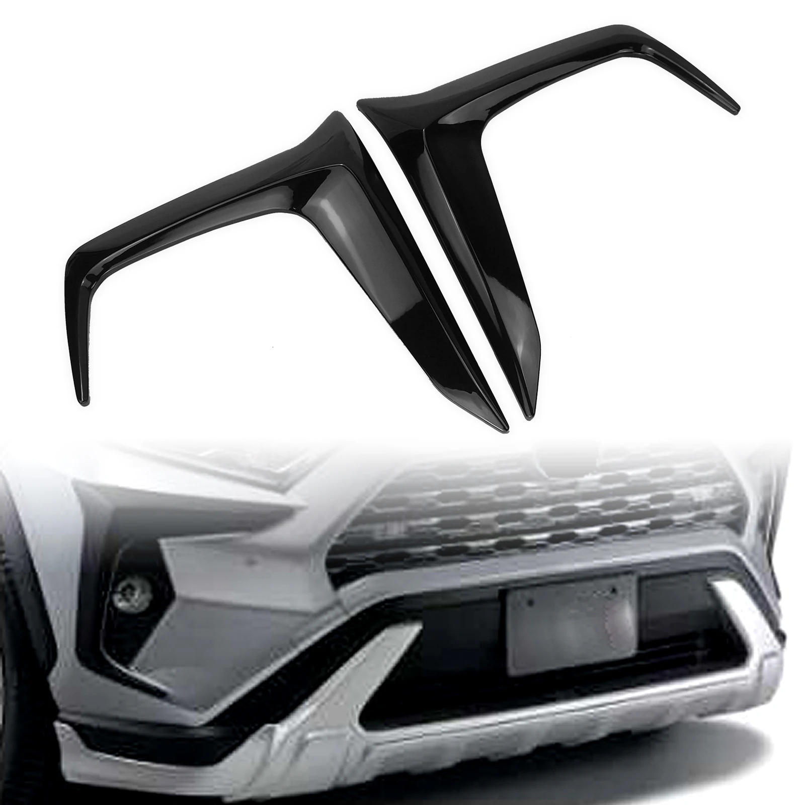 2PCS Front Bumper Fog Light Lamp Cover Splitter Trim Side Bumper Frame Air Intake Vent Lid For Toyota RAV4 2019-2024