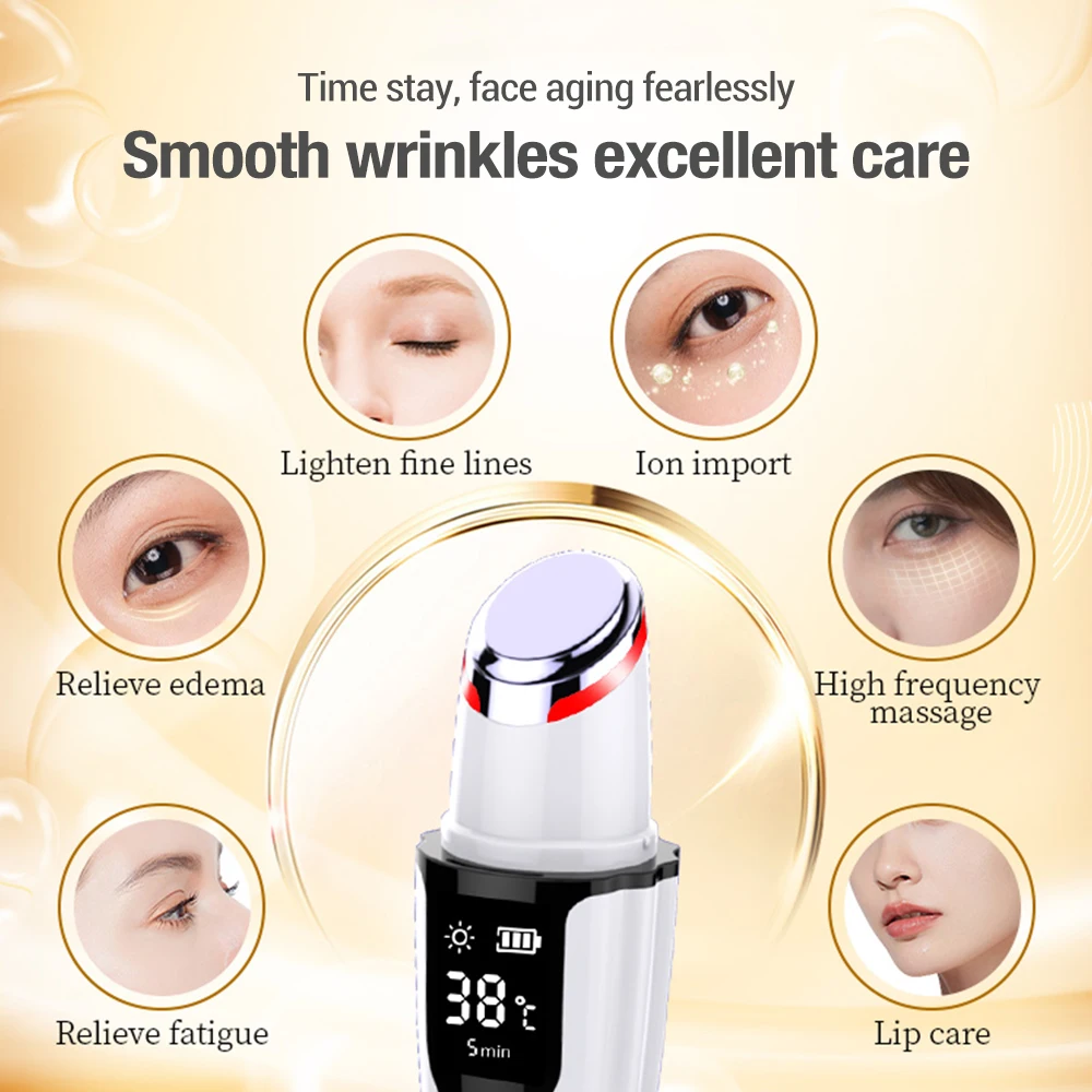 LCD Electric Eye Beauty Device Plasma Therapy Vibration Massage Heated Anti-aging Wrinkles Remove Dark Circles Rejuvenate Skin