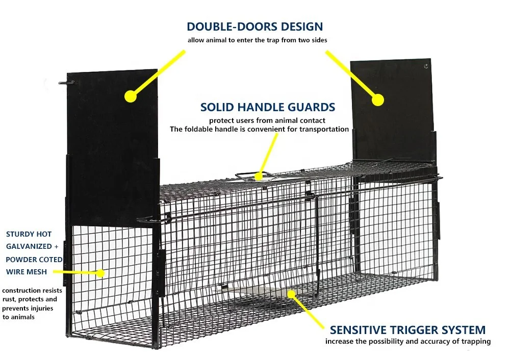 Składany 2-drzwiowy humanitarny pułapka na zwierzęta na żywo