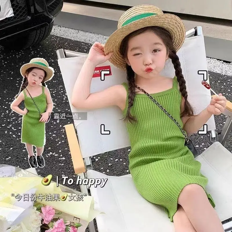 Kids Girls One-piece Summer Childrens Slip Dress Thin 2023 New Fashion Girls Skirt Baby Clothing dress