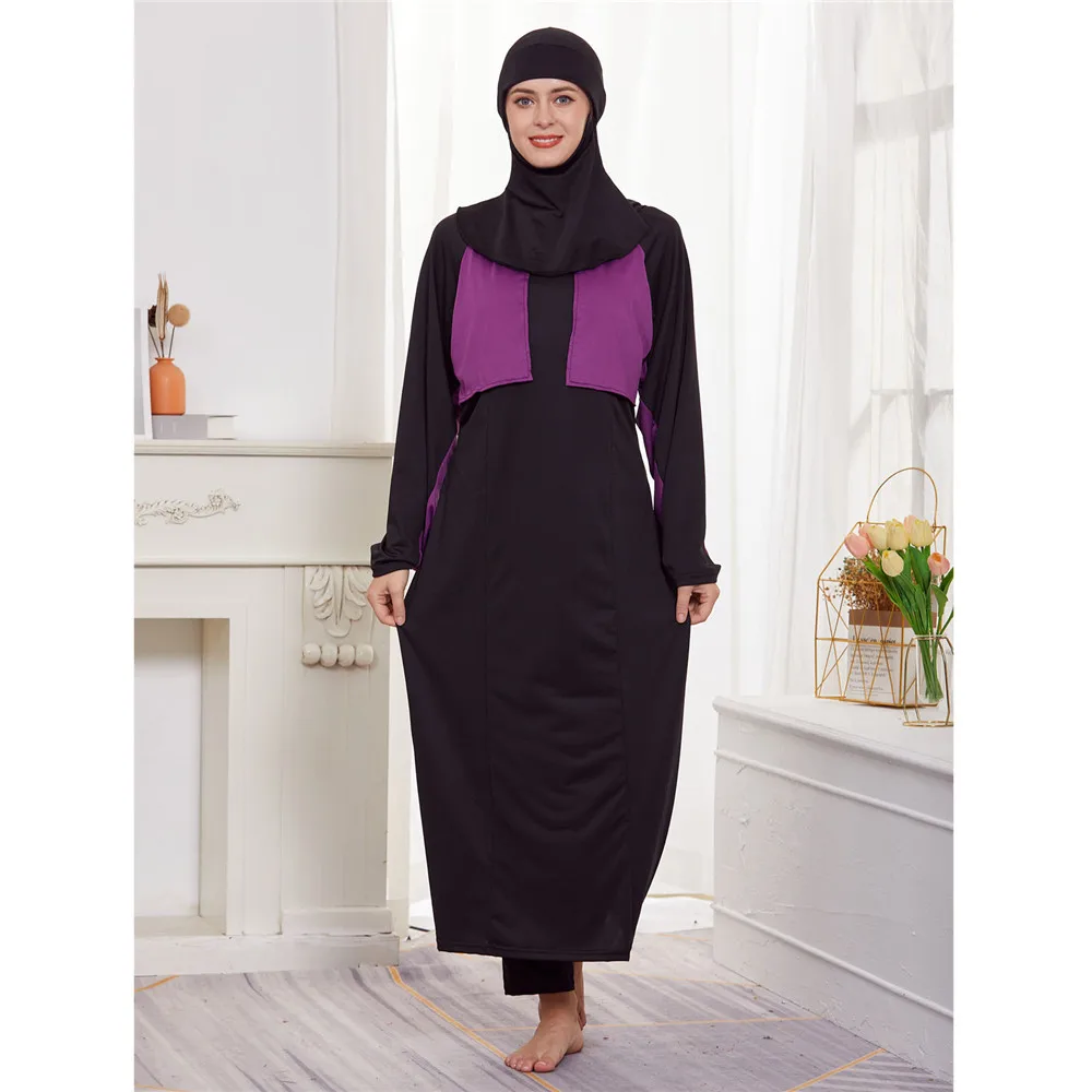 Maillot de bain à manches longues pour femmes musulmanes, ensemble 3 pièces, hijab, vêtements islamiques, burkinis de sport, maillots de bain trempés