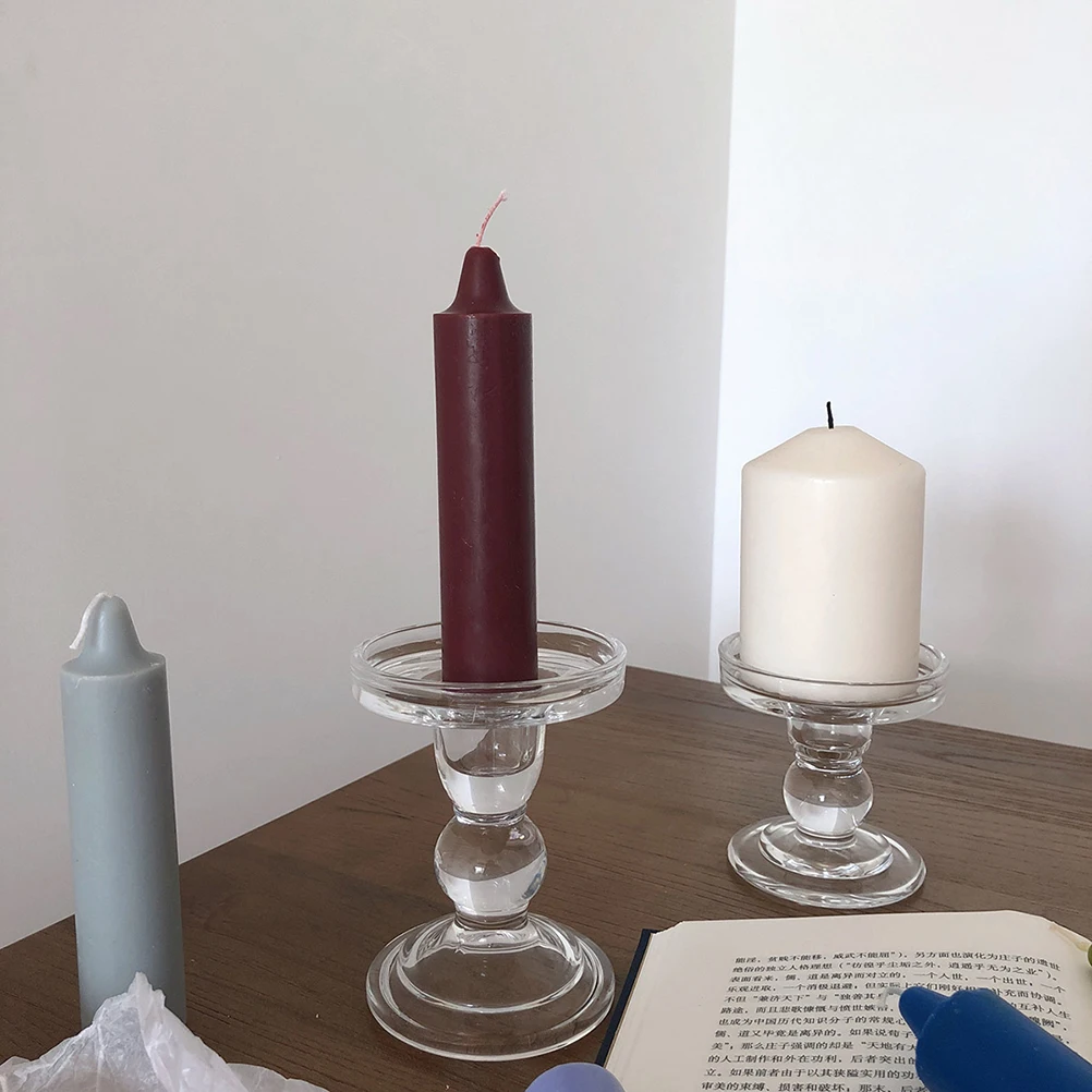 

1Pcs Clear Glass Candlestick Romantic Centerpiece for Table Setting Proposal Valentine Day Home Office Wedding Decoration L