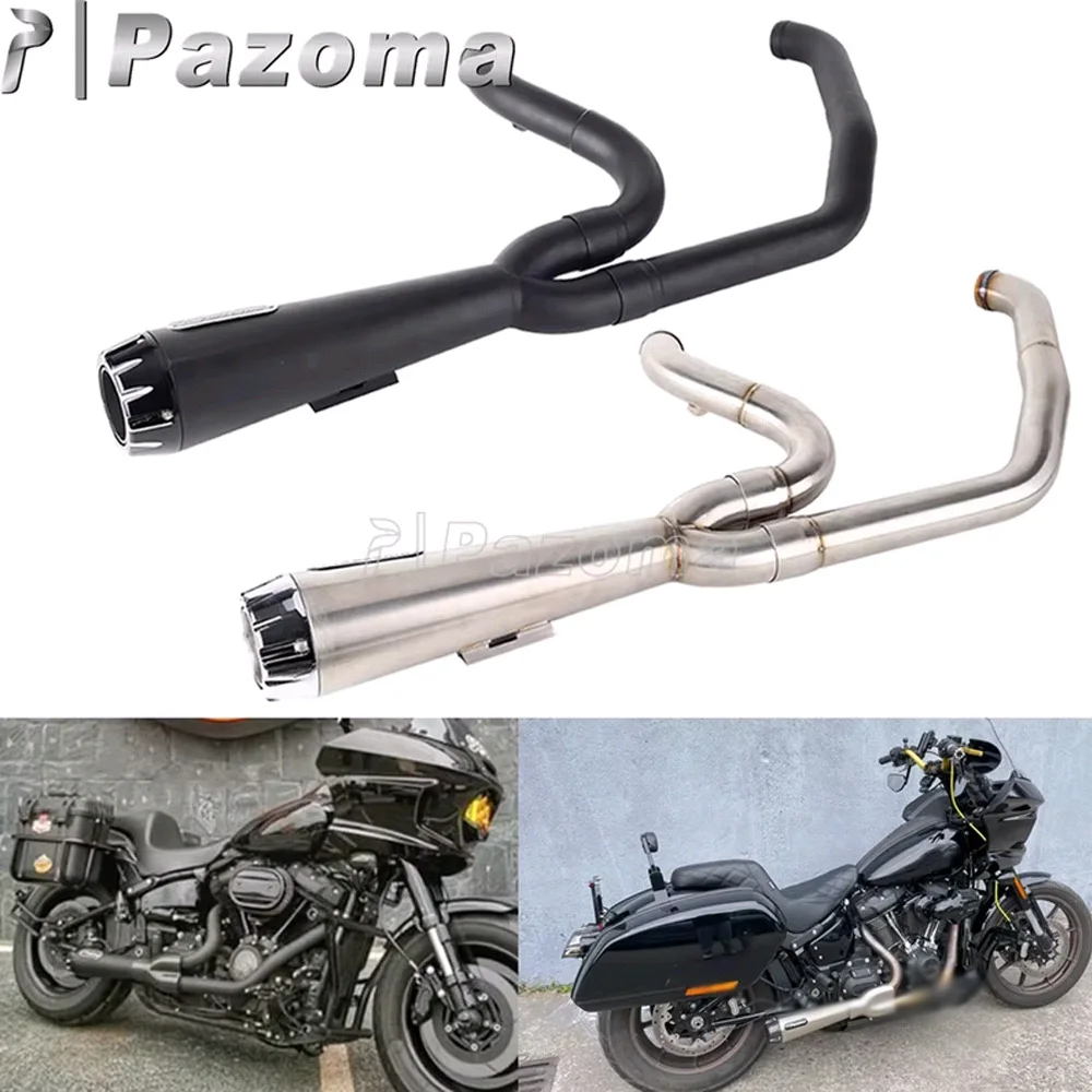 

PAZOMA 2-into-1 Full Systems Exhaust Motorcycle Complete Muffler For Harley Softail Low Rider Street Bob Standard FXST 2018-2024