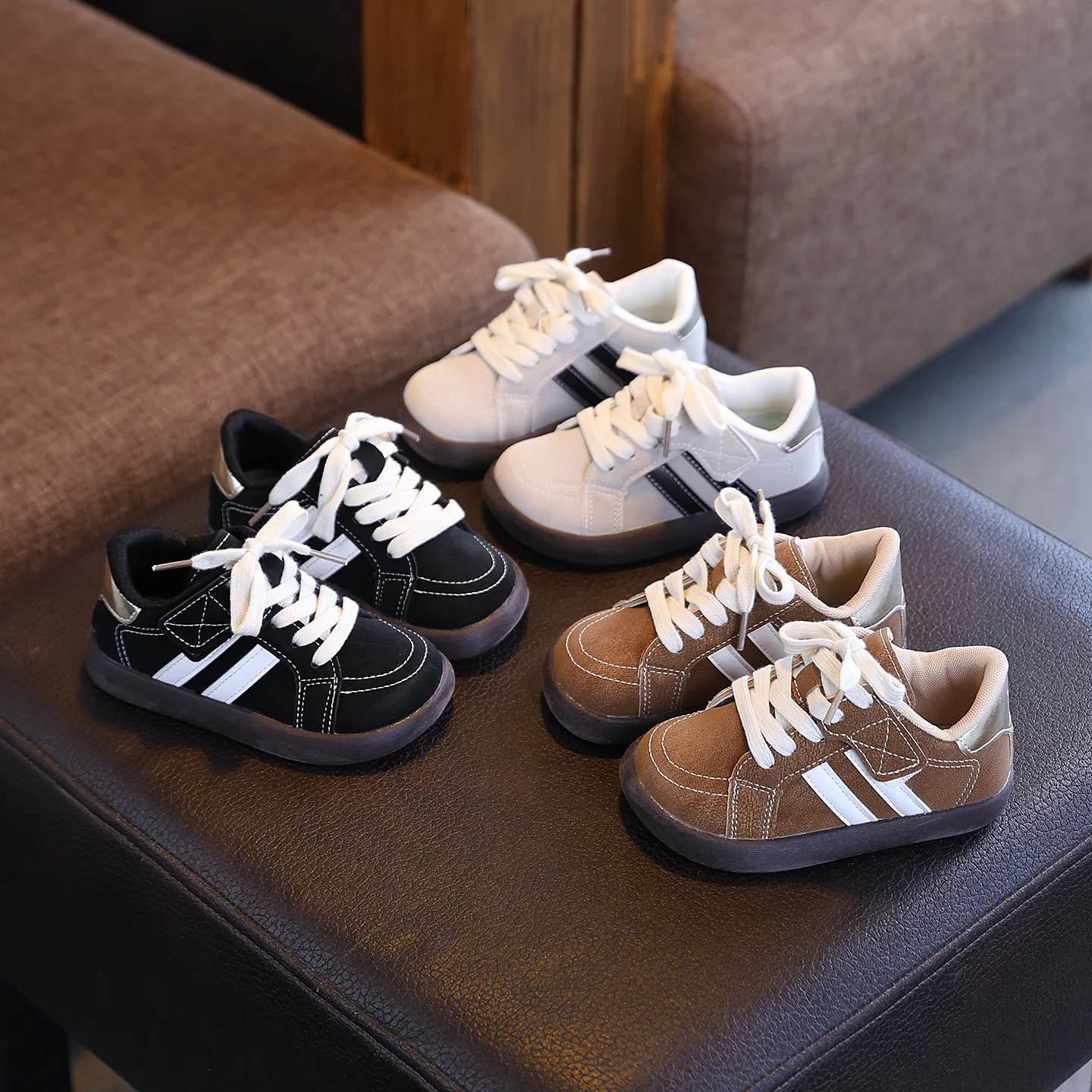 Autumn Sport Shoes For Children PU Leather Ergonomics Kids Sneakers Soft-soled Children's Sneakers Boy's Girl's Tennis Shoes