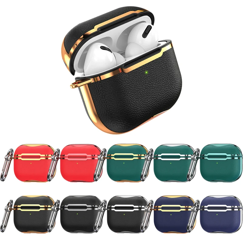 For Airpods Pro 2 Case With Hook Black Gold Electroplating Earphone Case Headphone Cover For Airpods 3 Pro USB C 2nd Generation