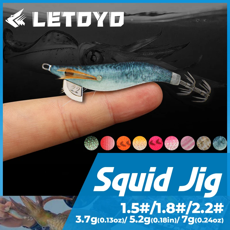 Señuelo de Pesca LETOYO Kraken Eging Squid 1.8 #   2.2 #   Señuelo Luminoso para Calamar, Cebo Artificial para Sepia, Señuelo de Pesca para Pulpo