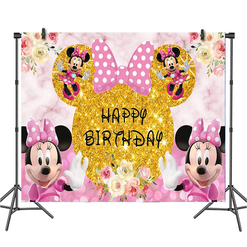 Disney Pink Minnie Mouse 1st happy Birthday party stoviglie usa e getta e set di palloncini numerici per kid girl favor party decor set