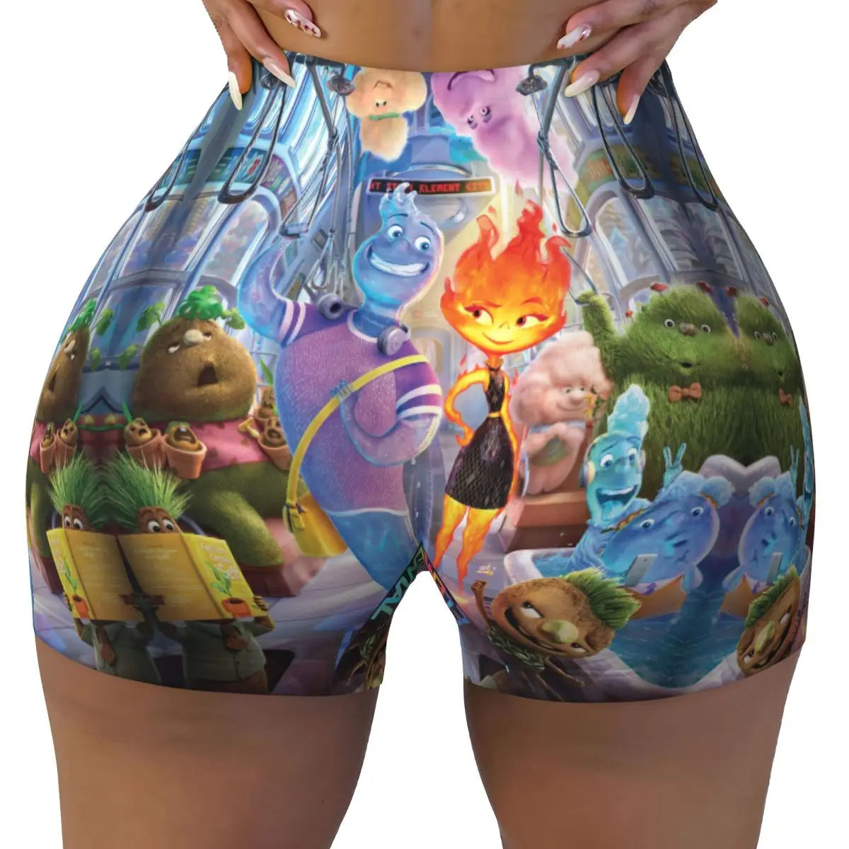 

Custom Women's Movie Cartoon Anime Elemental Workout Yoga Shorts Athletic Gym Biker Running Shorts