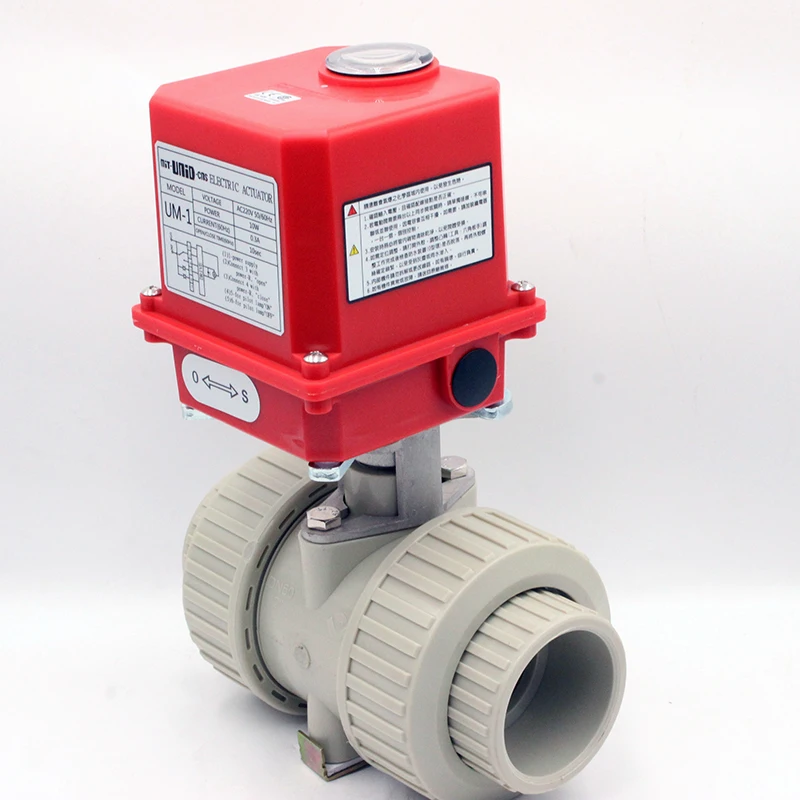 2inch PPH Plastic Pipe Valve Water, Air, Chemical Solvents 110v Electric Actuator Double Union Ball Valve