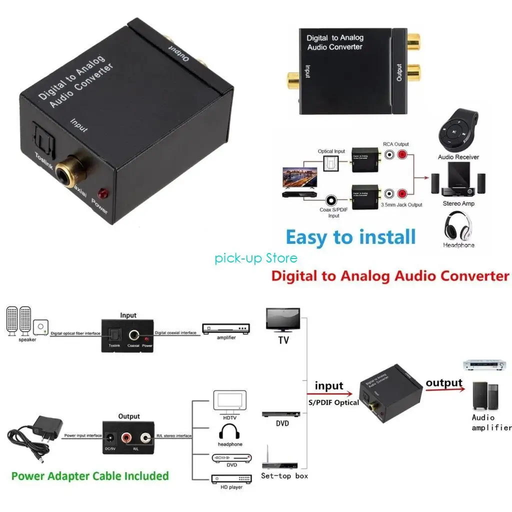 

Q5WA Digital To Analog Audios Converter 3.5mm Suitable For TV Audios Digital Coaxial