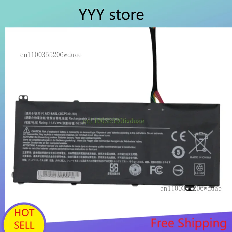 

11.4V 52.5Wh New AC14A8L Laptop Battery For Acer Aspire VN7-571 VN7-571G VN7-591 VN7-591G VN7-791G MS2391 KT.0030G.001 6 Cell