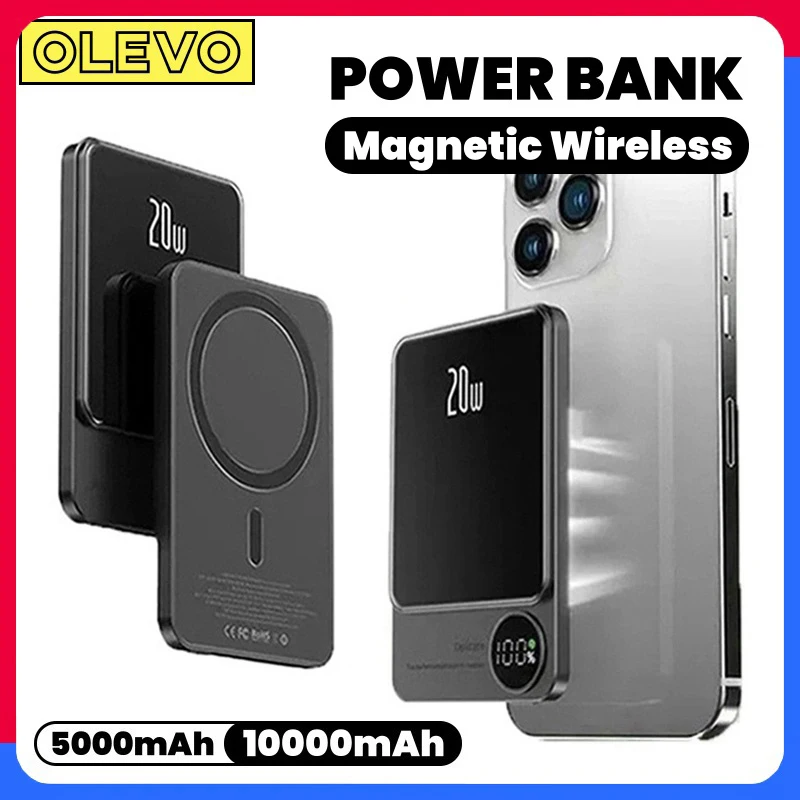 

10000mAh Alloy Macsafe Powerbank 15W Magnetic Wireless Fast Charger For iPhone Xiaomi Samsung Power Bank External Spare Battery