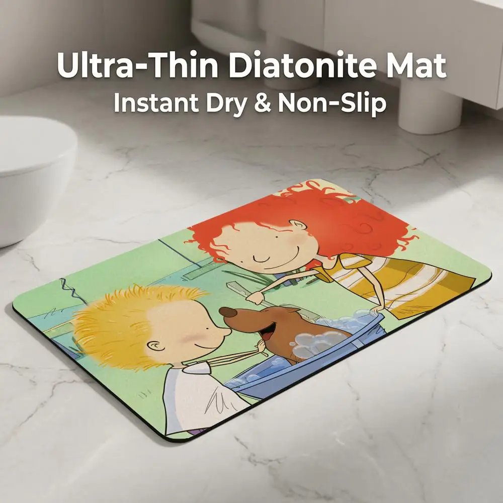 Cartoon S-Stella S-Sam Floor Mat Diatomite Bath Mat, Quick Dry, Absorbent, Multi-Scene Mat