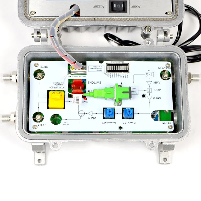 Imagem -06 - Equipamento de Transmissão Óptico do Receptor 60v 220v Saída Catv Sinal Analógico Digital Recebendo Escudo de Metal Ip66 à Prova Impermeável Água Novo