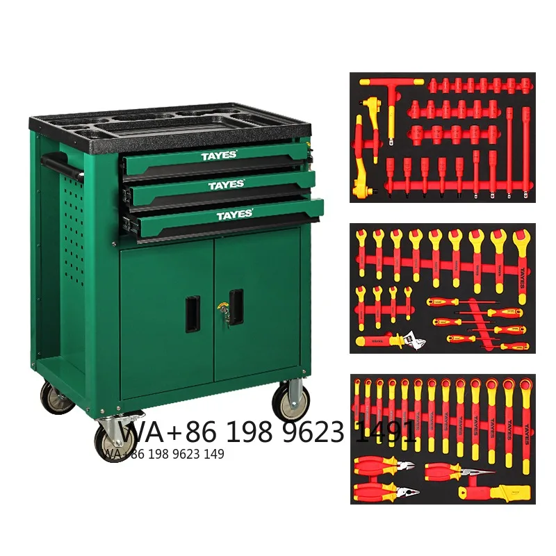 Multifunctional Workshop Tool Cart With Iron Drawers Auto Truck Repair Tool Kit Hardware Toolbox Cabinet For Garage Maintenance