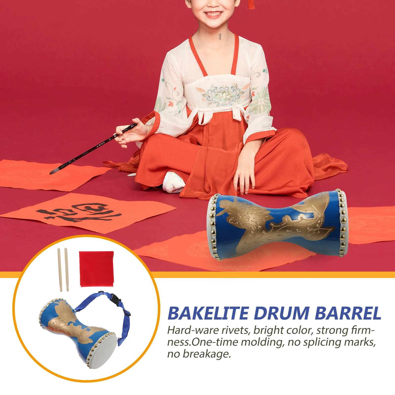 

1 set 1 Set Professional Cowhide Waist Drum Portable Hand Percussion Instrument For Performance Celebration Durable Traditional