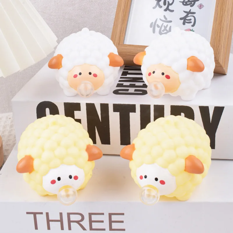 Cute Cartoon Sheep Pinch Toy Spit Bubble Funny Relax Ball Sensory Fidget Toy Small Squeeze Ball Toy Desktop Decor Gifts For Kids