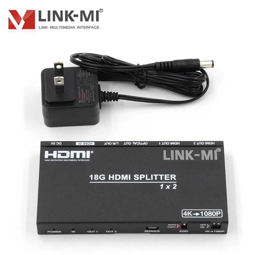 4K HDMI 2.0 Splitter 1x2/مستخلص الصوت، LPCM، DTS، تجاوز الإخراج ووظيفة قشارة سفلية 4K إلى 1080P عبر مفتاح الاتصال على اللوحة #6