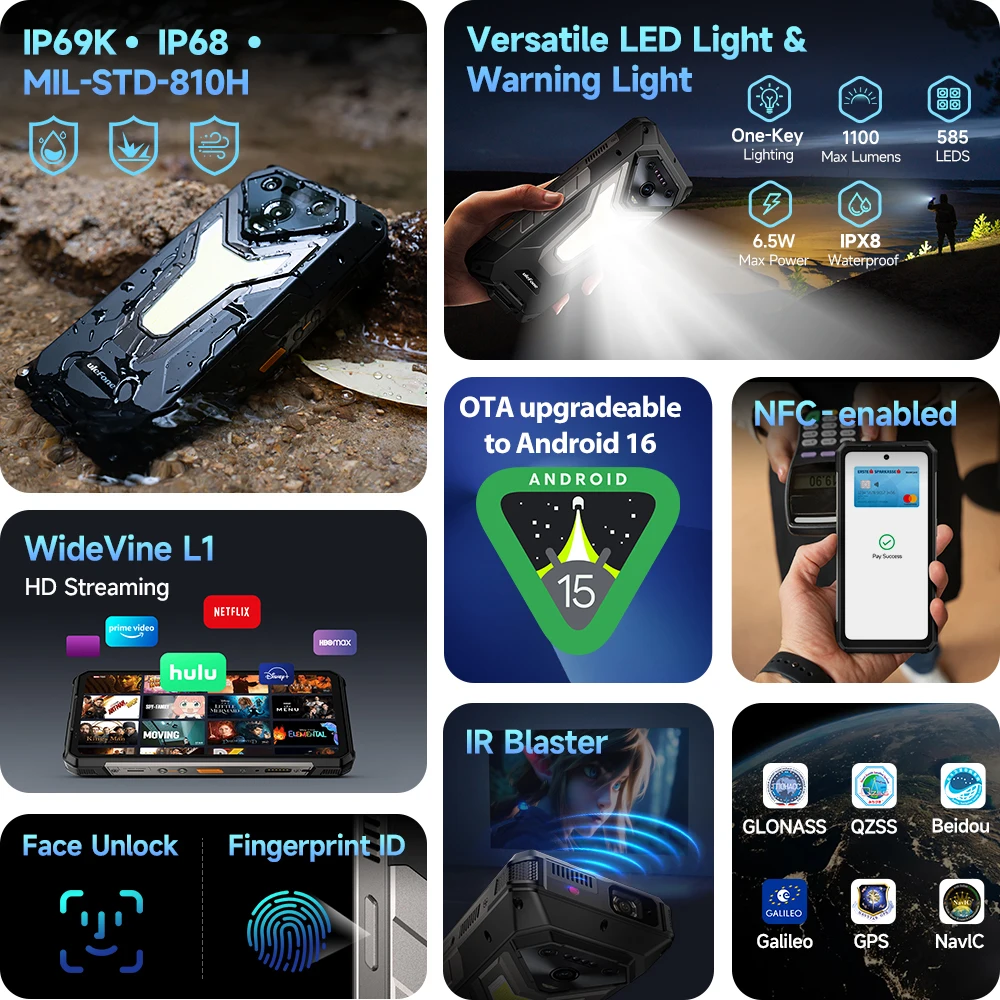 【Światowa premiera】Ulefone Armor 34 5G AI Wytrzymały telefon 25500mAh Do 32GB+512GB 120Hz 6.95" NFC Android 15 Smartfon — zdjęcie produktu 3