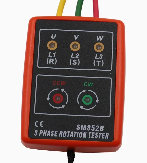 SM852B 3 Phase Rotation Tester Digital 3 Phase Rotation Meter Portable and Wide Range for Electricity Testing AC 60~600V view 3
