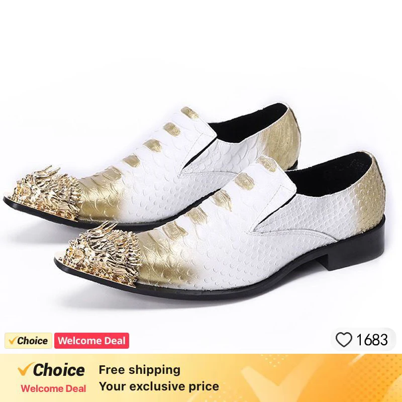 Cool Metal Toes Loafers Handmade  Party Shoes Man Flats Mix Color Fantastic Dress Shoes