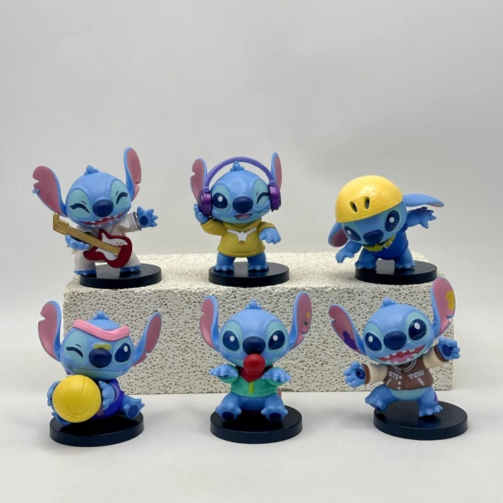 Cute Cartoon Anime Lilo and Stitch Music Party Stitch Garage Kit Dolls Six Styles Cake Decoration Desktop Ornaments Toys Gifts