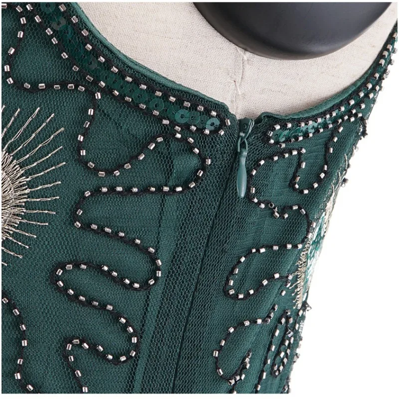 1920s Flapper Dress Peacock Sequin Fringed Gatsby Costume with Accessories Set for Women Sequin Fringe Party Dress - view 6