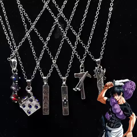 Anime Jujutsu Kaisen Fushiguro Toji Sword Necklace Spear of Tianri Knife Pendant Cosplay Props Necklaces for Women Men Jewelry