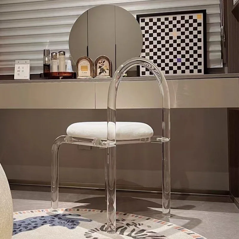 Chair - Crystal Clear Makeup Stool for Bedroom & Balcony, Ethereal Dressing Seat with Nordic Style