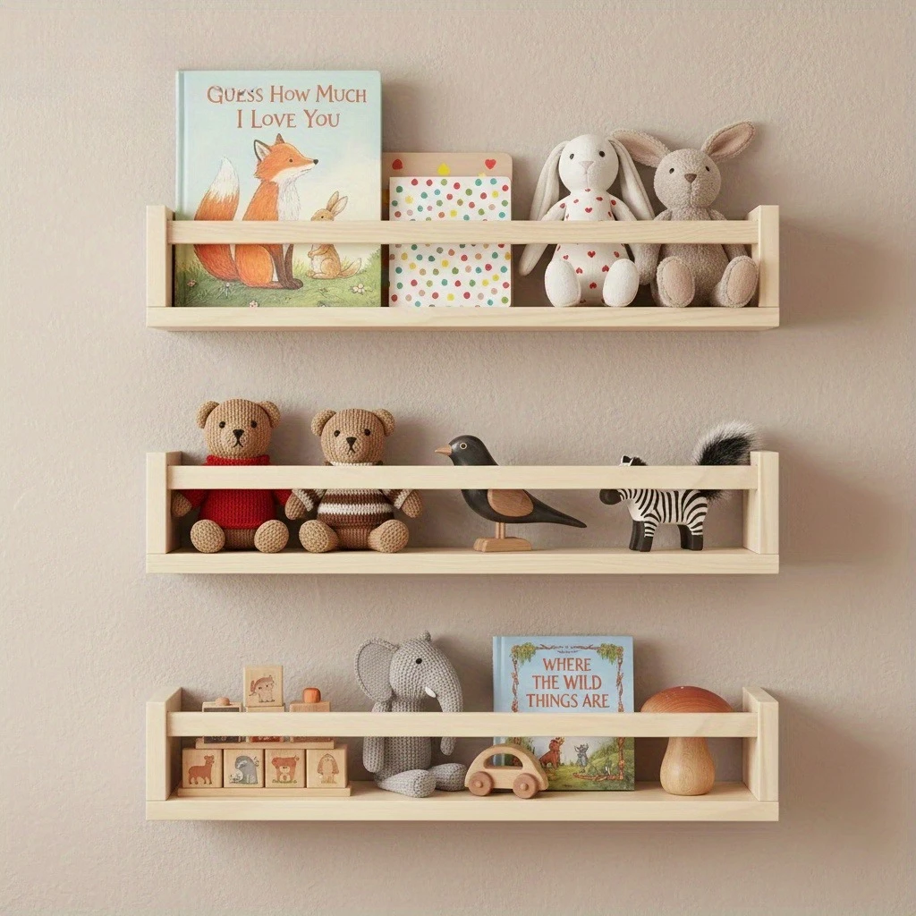 

Single-layer, double-layer or three-layer natural wooden suspensionrack-aclassiccountry style design,for wall-mounted storage .