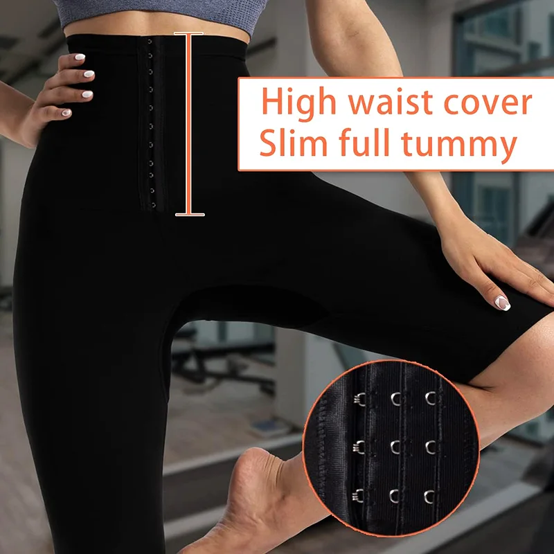 Sauna Sweat Pant for Women Fat Workout Weight Loss Full Body Slimming Shaper Waist Trainer with High Waist Double Silicone Suits