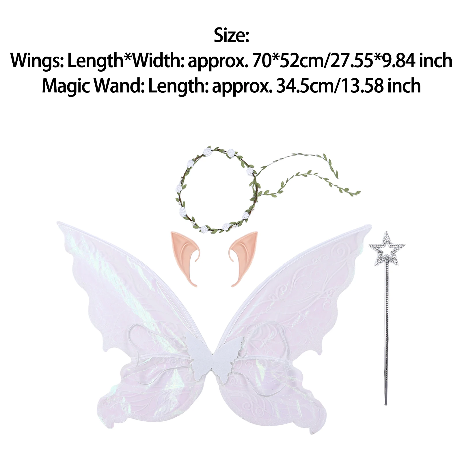 Dziecięcy Dorosły Kostium na Halloween Wróżka Elf Cosplay Rekwizyt Elastyczny Pasek Skrzydła Anioła Motyla Uszy Elfa Magiczna Różdżka Wieniec